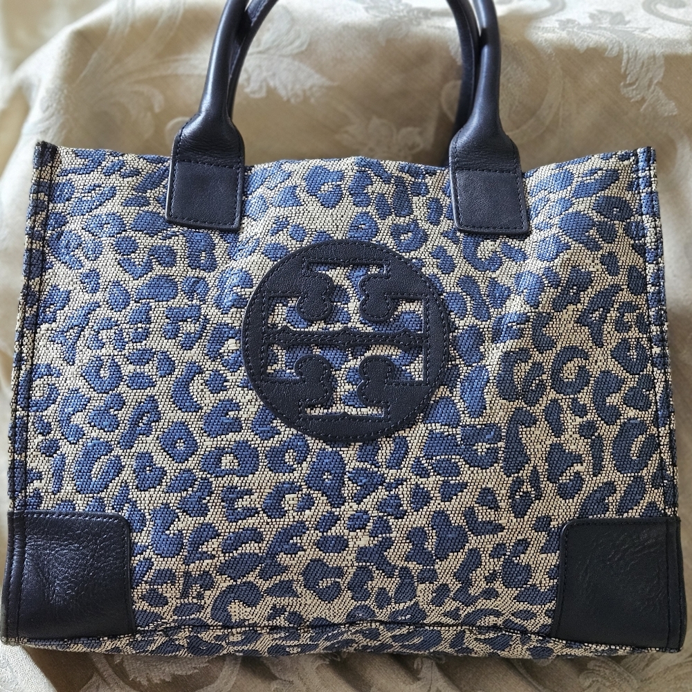 Tory Burch Blue Leopard Tote